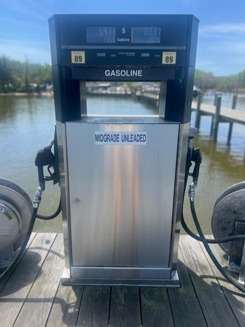 Fuel dock with boats refueling at a marina